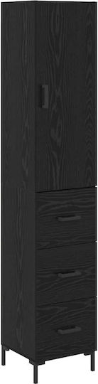 Highboard Living Room Display Cabinet Made of Particle Board Black Oak 34.5x34x90cm