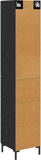 Highboard Living Room Display Cabinet Made of Particle Board Black Oak 34.5x34x90cm