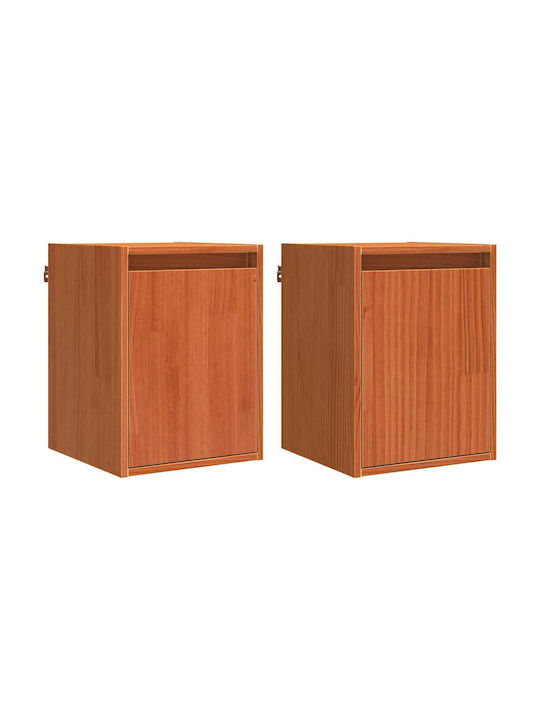 Висящ Шкаф за Дневна от Масивно Дърво Кафяв 30x30x40см