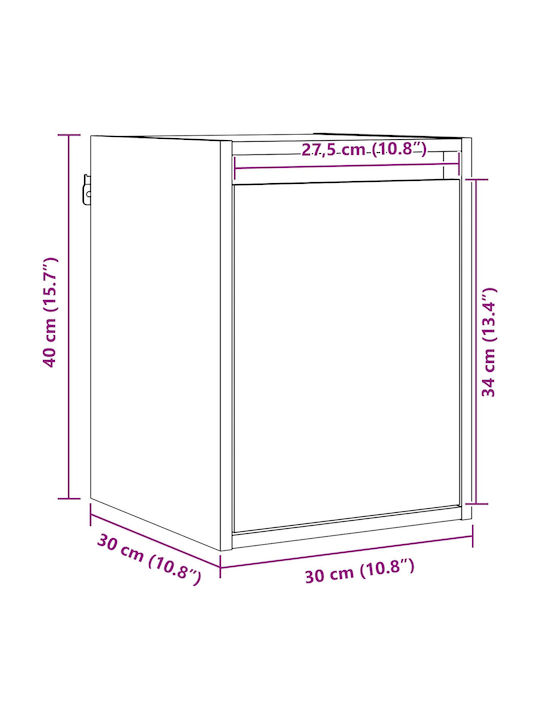 Висящ Шкаф за Дневна от Масивно Дърво Кафяв 30x30x40см