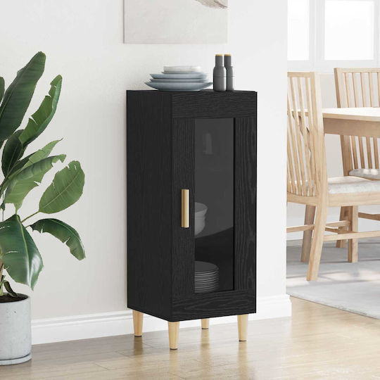 Living Room Display Cabinet Made of Particle Board Black Oak 34.5x32.5x90cm