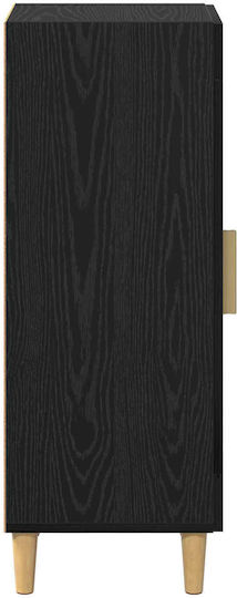 Living Room Display Cabinet Made of Particle Board Black Oak 34.5x32.5x90cm