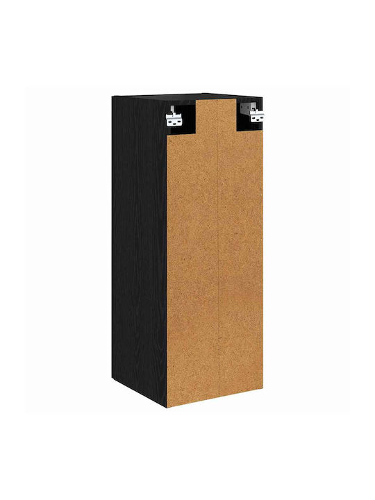 Wall Mounted Living Room Cabinet Made of Wood and Metal Black Oak 34.5x34x90cm