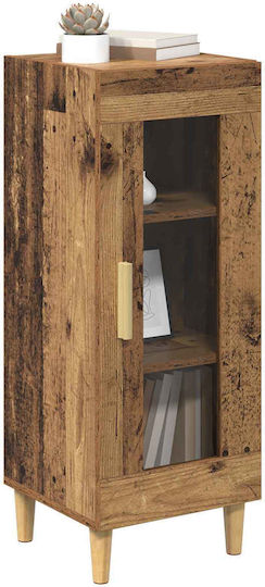Living Room Display Cabinet Made of Particle Board Old Wood 34.5x32.5x90cm