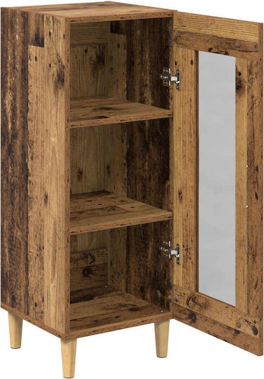 Living Room Display Cabinet Made of Particle Board Old Wood 34.5x32.5x90cm