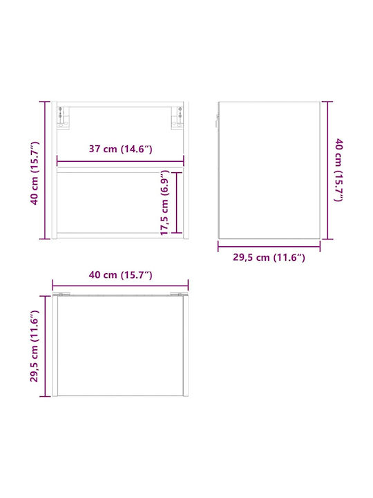 Riga Wall Living Room Cabinet made of Particle Board Grey 40x29.5x40cm