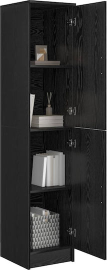 Standvitrine fürs Wohnzimmer aus Spanplatte in Schwarz und Eiche 35x39x168 cm