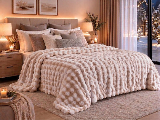 Kraft World Sherpa Blanket Super Double 220x240cm Light Brown IRINI-Light Brown
