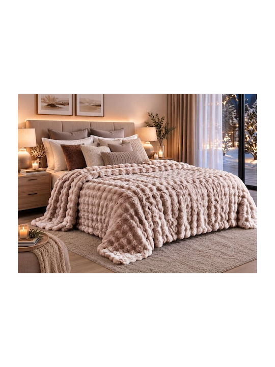 Ehome Irini Sherpa Blanket Super Double 220x240cm Dark Brown IRINI-Dark Brown