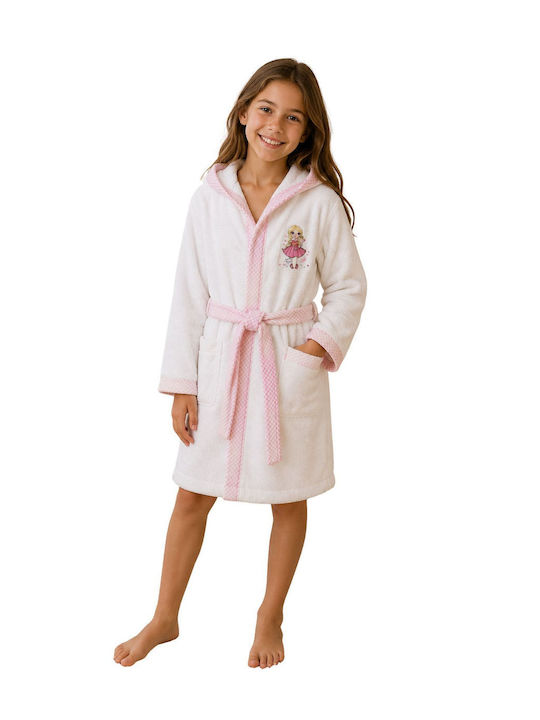 Elma Cocuk Kids Hooded Bathrobe Pink