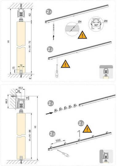 Möbelbeschläge Holz-Schiebetür Mechanismus Bis 190cm Bremsen Dekoratives Abdeckstück Emuca Railway