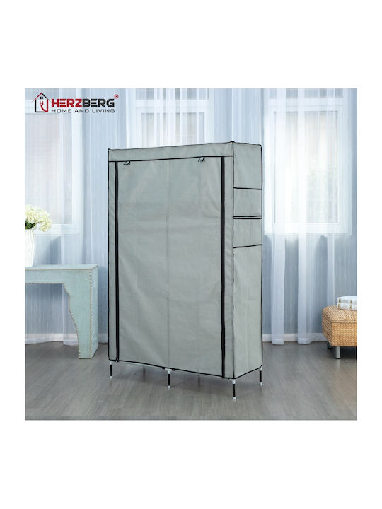 Herzberg Dulap Din Material Cu Fermoar Și Rafturi În Culoare Gri 108x45x170cm