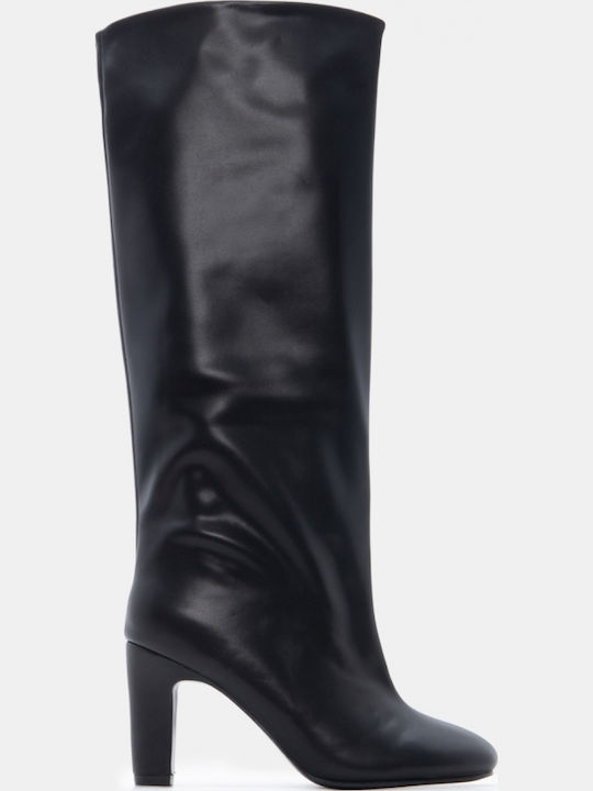 Wildleder Damenstiefel mit Hohem Absatz Schwarz