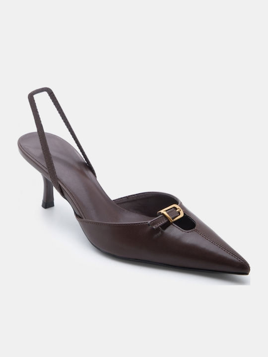 Pointed Toe Heels with Medium Brown Heel
