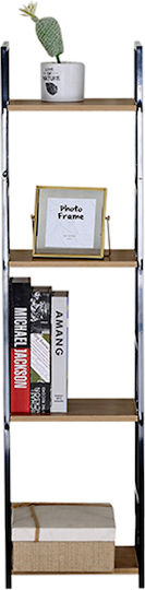 Bookcase Artemis-30112 Oak 4 Shelves 29.1x23.5x112cm Black Metal Frame