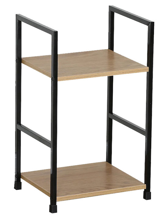 Bookcase Artemis-3048 Oak 2 Shelves 29.1x23.5x48cm Black Metal Frame