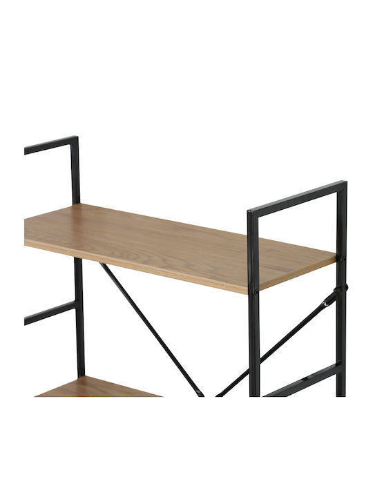 Bookcase Artemis-6080 Oak 3 Shelves 58.6x23.5x80cm Black Metal Frame