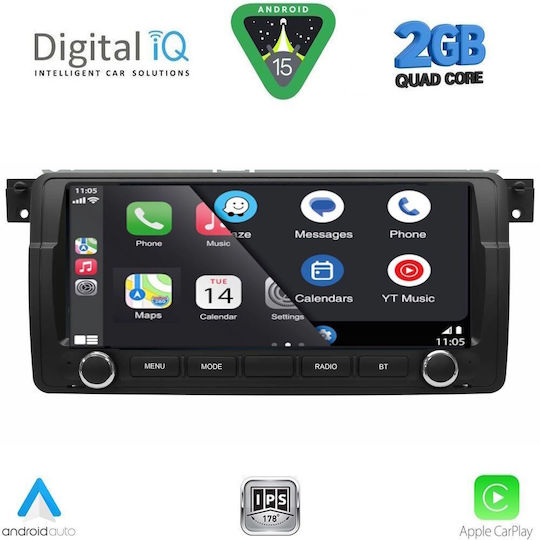 Digital IQ Автомобилна Аудио Система за BMW E46 1998-2005 Bluetooth USB Вграден Wi-Fi GPS Apple CarPlay Android Auto с Touch Screen 8.8"
