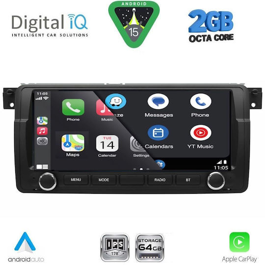 Digital IQ Автомобилна Аудио Система за BMW E46 1998-2005 Bluetooth USB Вграден Wi-Fi GPS Apple CarPlay Android Auto с Touch Screen 8.8"