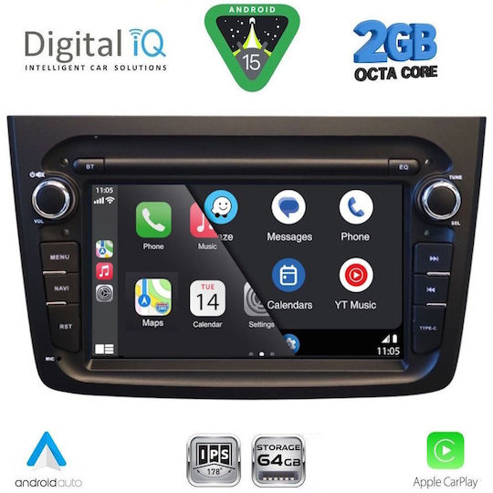 Digital IQ Ηχοσύστημα Αυτοκινήτου για Alfa Romeo Mito 2008-2018 (Bluetooth/USB/WiFi/GPS/Apple-Carplay/Android-Auto) με Οθόνη Αφής 7"
