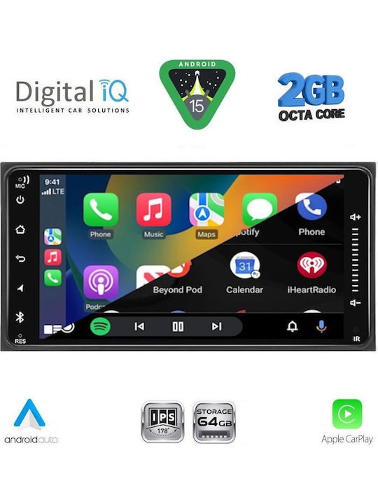 Digital IQ Sistem Audio Auto (Bluetooth/USB/Wi-Fi/GPS/Apple CarPlay/Android Auto) cu Ecran Tactil 6.5"
