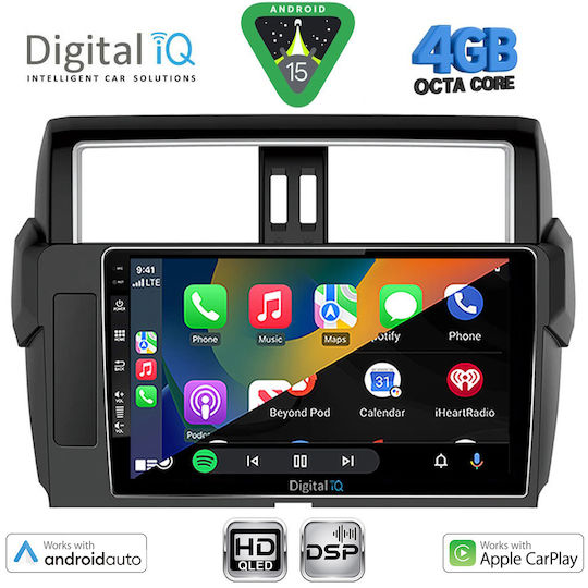 Digital IQ Car Audio System for Toyota Prado 2014-2017 (Bluetooth/USB/WiFi/GPS/Apple CarPlay/Android Auto) with 10" Touch Screen
