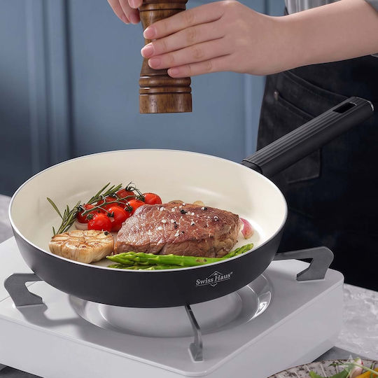 Swiss Haus 24cm Frying Pan Ergonomic Insulated Textured Handle Black