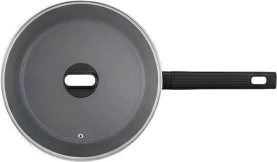 Swiss Haus 24cm Deep Frying Pan Glass Lid Black Swiss Haus 24cm Deep Frying Pan Glass Lid Black