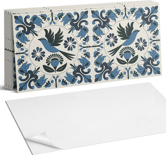 Vinyl Tiles Kitchen Motif Bird Flower Pattern 6x60x30 Cm