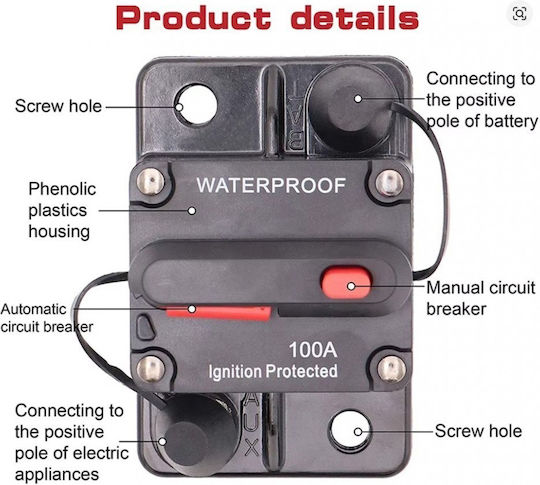 Automatic Circuit Breaker Switch 30a Waterproof Manual Reset Battery Electric 12–48v 62-45535