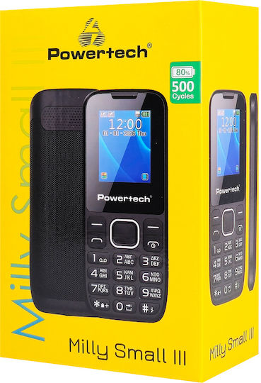 Powertech Milly Small III Without Camera Dual SIM Button Mobile Phone Greek Menu Black