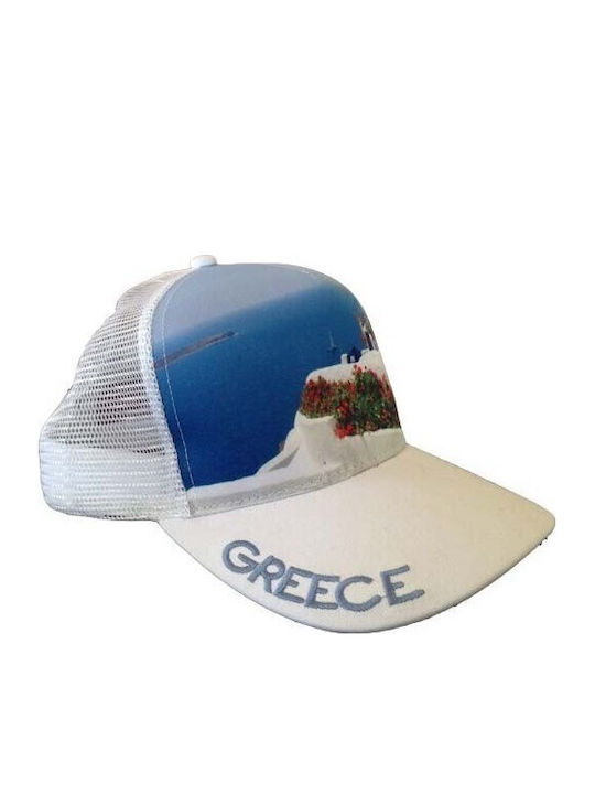 Atlantis Mesh Souvenir Hat Greece Greece Five-Panel Jockey 100% Polyester White