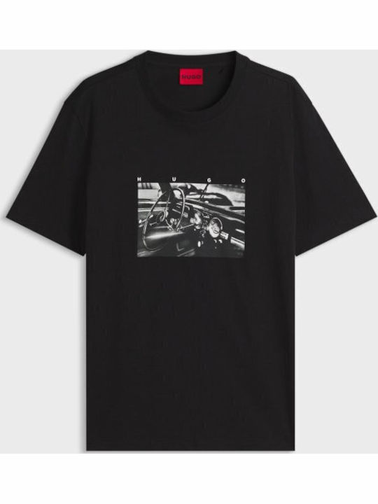 Hugo Herrenblusen Kurzarm T-Shirt Schwarz