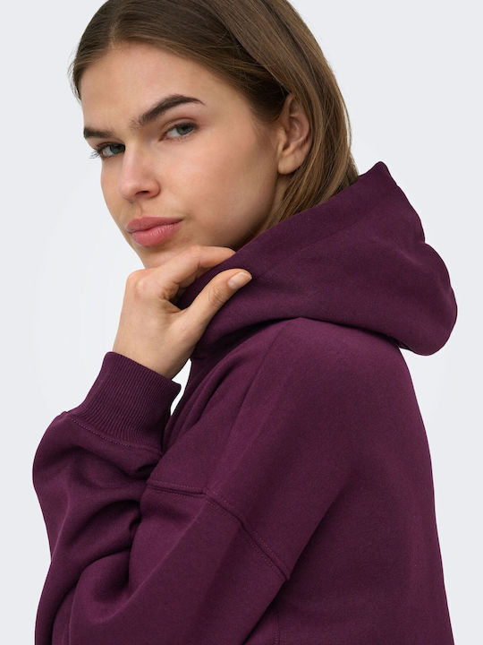 Дълъг дамски суитшърт с качулка Fig (mauve)