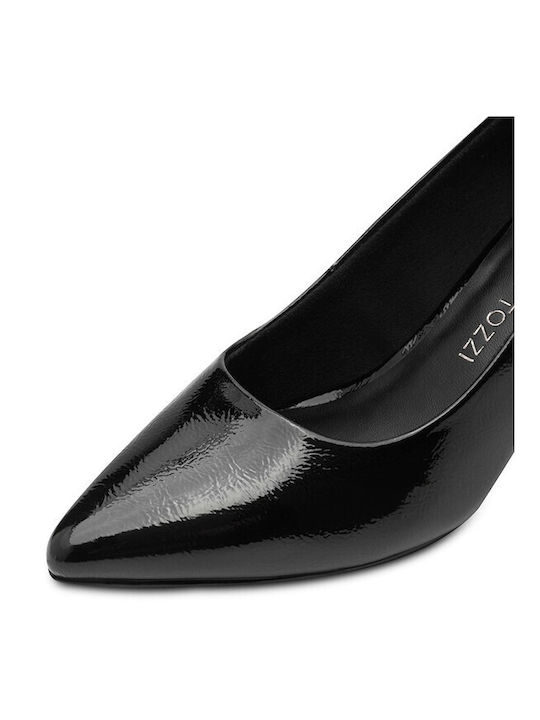 Leder Pumps mit Mittelhohem Absatz Schwarz