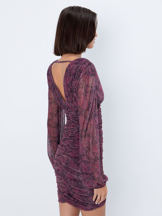 Mini Abendkleid Wickel mit Masche Einfarbig