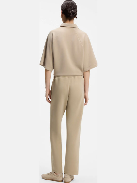 Damen Stoffhose mit Gummiband Beige