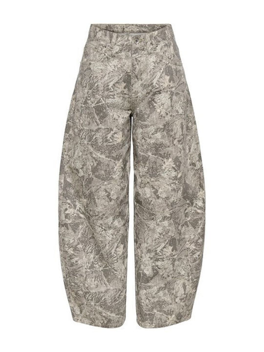 Damen Hochbund Stoffhose in Loose Passform Khaki