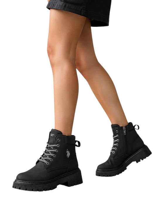 Women's Combat Boots with Fur Black