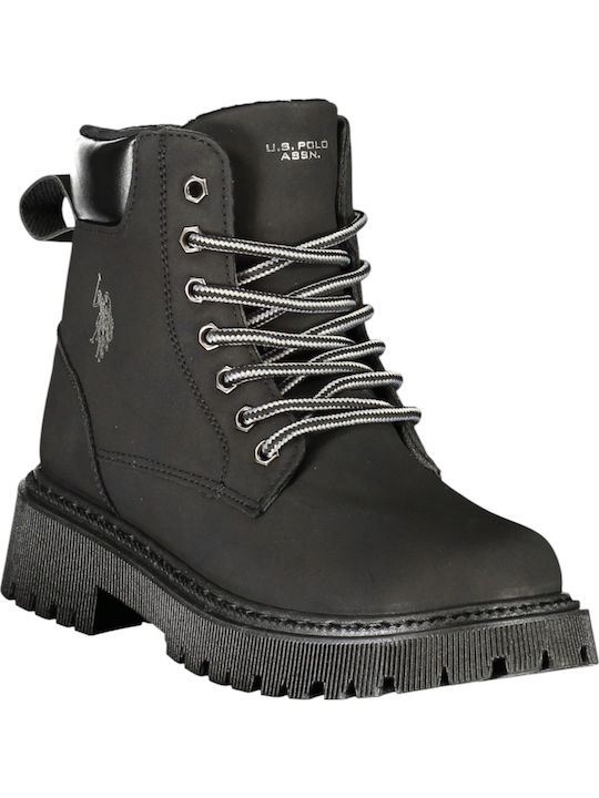 Women's Combat Boots with Fur Black