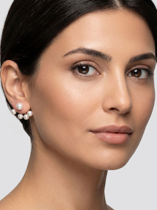 Kiriakos Gofas Earrings Gold 14K with Stones & Pearls