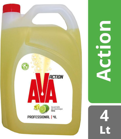 AVA Washing-Up Liquid with Vinegar & Lime Scent Professional 4lt