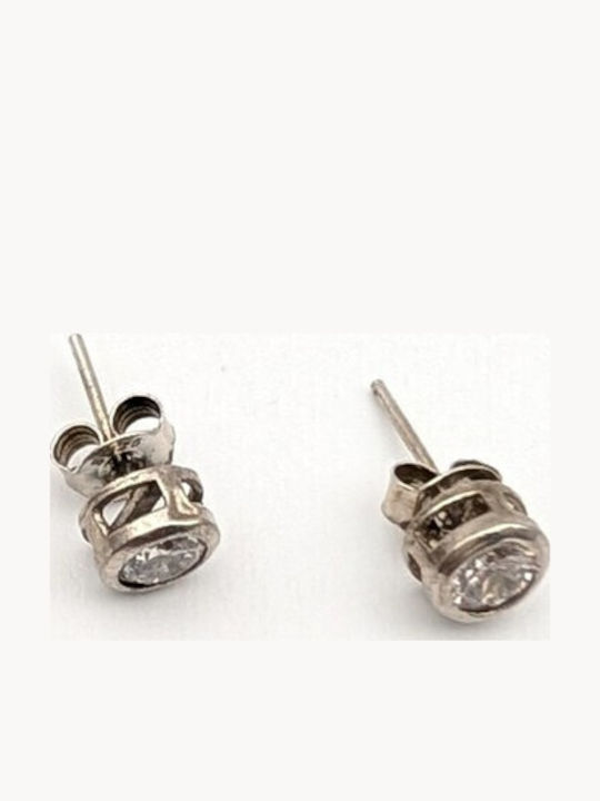 Grekas Silver Stud Earrings with Stones