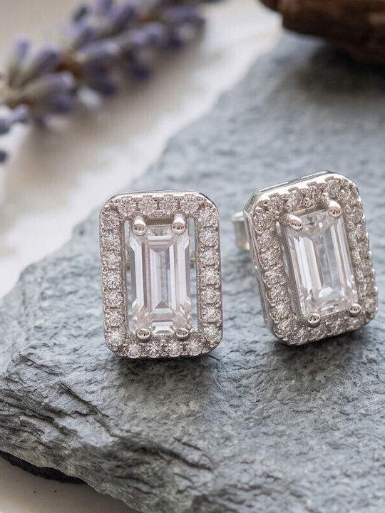 Grekas Single Silver Stud Earring with Stones Grekas Single Silver Stud Earring with Stones