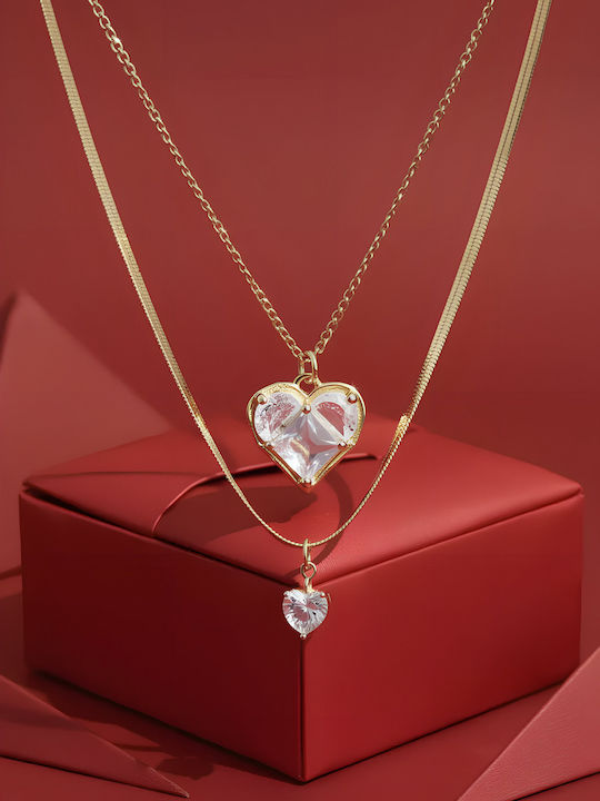 Chrysothemiss Necklace Golden Heart Duo