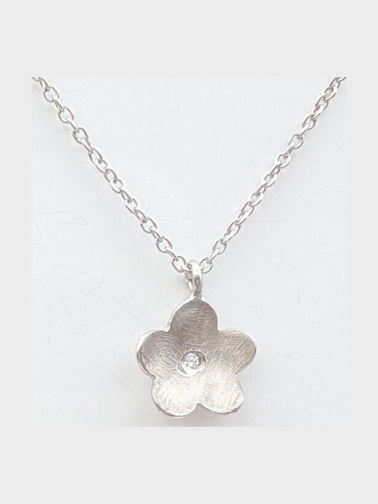 Grekas Halskette mit Blumenmuster aus Silber mit Zirkon