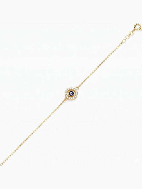 Grekas Дамска Гривна с Дизайн Очи от Златно Сребро с Зиркон