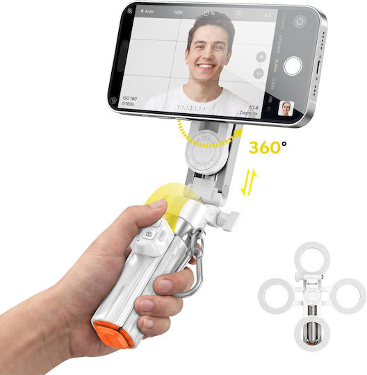 Blavec Selfie Stick Aluminium Coco Pro Mini P-01 Magsafe Auto Pop Quadripod + Remote Control + Holder 0,48 Metra Sscpmp01-mqhw048 White