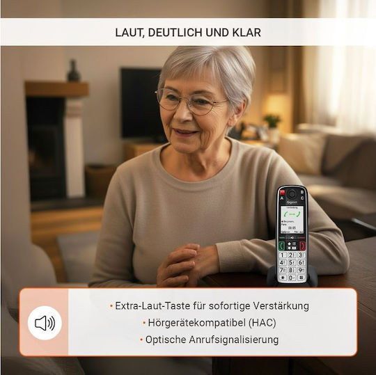 Gigaset Easy 500A Безжичен Телефон с Гръцко Меню Черен