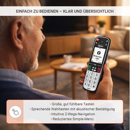 Gigaset Easy 500A Безжичен Телефон с Гръцко Меню Черен